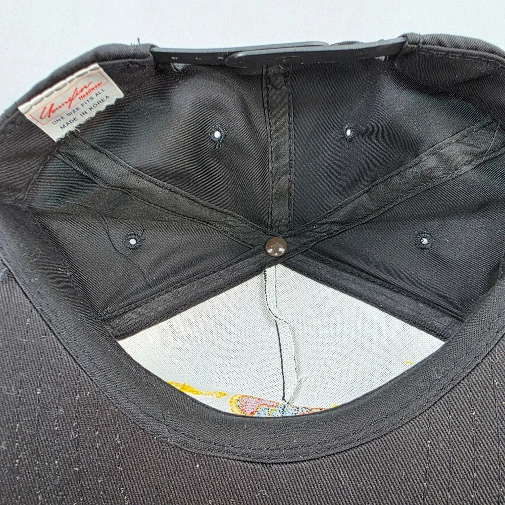 Vintage Sports World Hat Black Snapback‎ Rope Brim Cap Korea OSFA